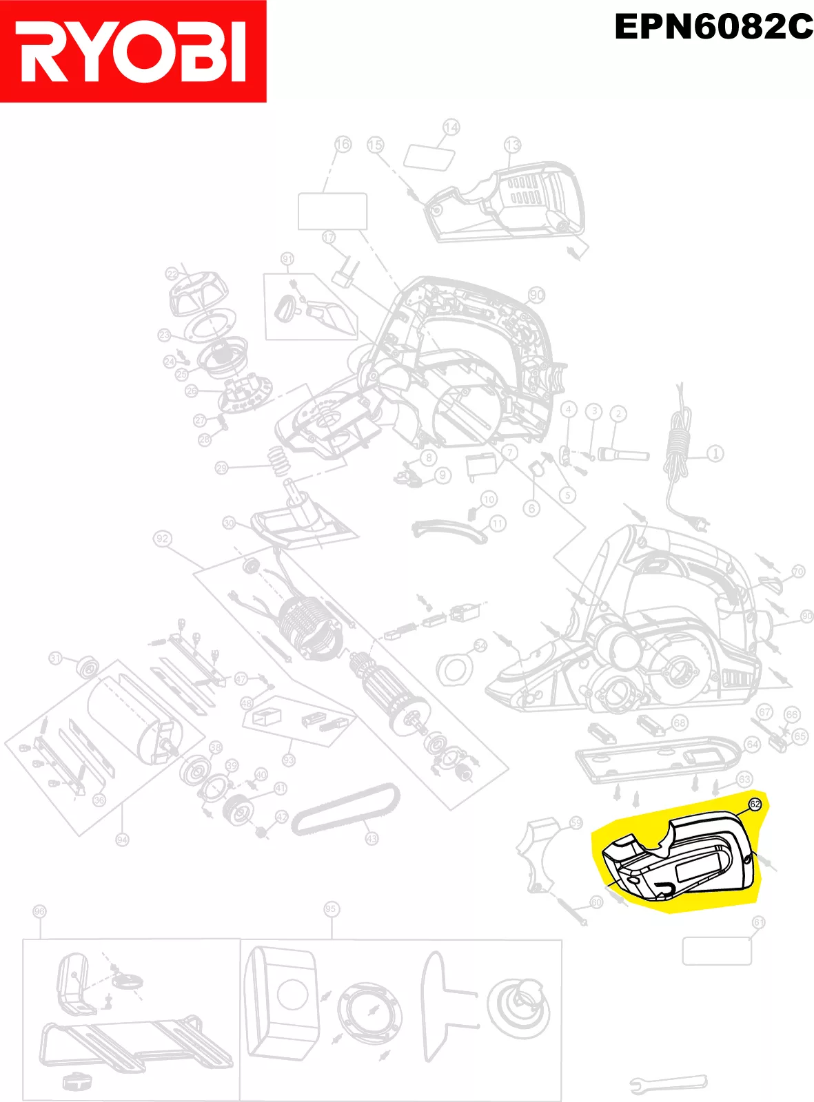 Capot courroie réf. 5131028108 Ryobi